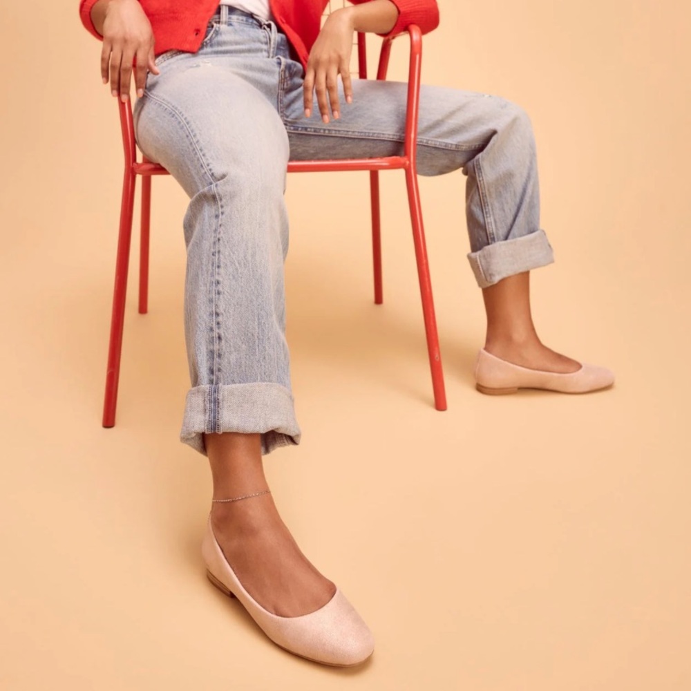 NEW TOMS Briella Ballet Flat Metallic Pink Size 11
